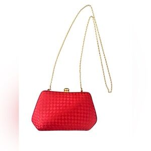 ✨ Neiman Marcus Red Woven Clutch / Crossbody Evening Bag ✨